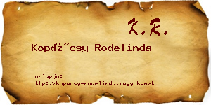 Kopácsy Rodelinda névjegykártya